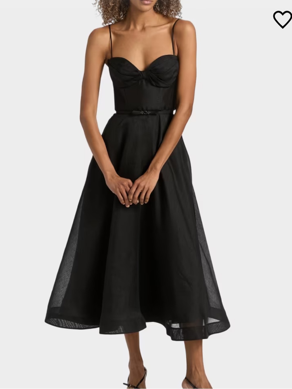 Zimmermann Luna A-Line Midi Dress Silk & Linen Blend Sz 0 Black